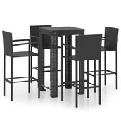 Pozostałe meble ogrodowe - vidaXL 5-cz zestaw mebli barowych z podłokietnikami czarny rattan PE 3064808 - miniaturka - grafika 1