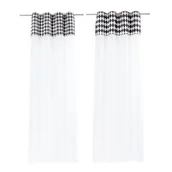 Firany - Firana z kółkami 140 x 270 cm mix wzorów czarno-biały - miniaturka - grafika 1