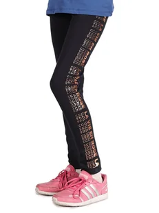 Legginsy dziewczęce z napisem czarne 134-140 YOCLUB - Legginsy - miniaturka - grafika 1