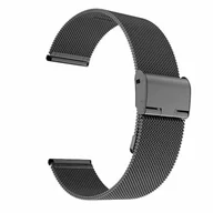 Akcesoria do smartwatchy - Pasek Opaska Bransoleta Mesh Metalowa z klamrą Czarny uniwersalna 20mm - miniaturka - grafika 1