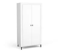 Szafy - Szafa Dwudrzwiowa Z Metalowym Drążkiem Do Sypialni Mossa Biała - miniaturka - grafika 1