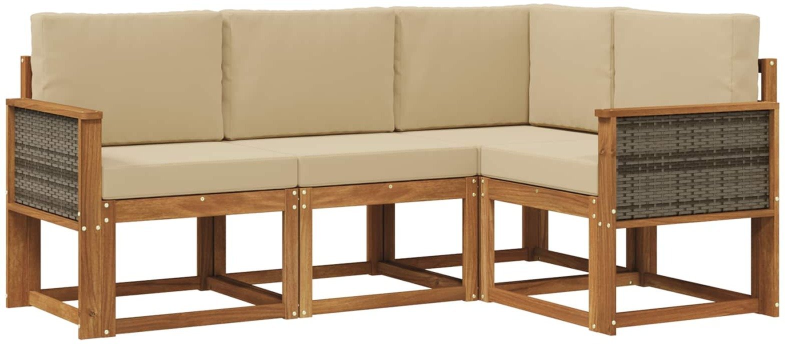 vidaXL Zestaw sof na zewnątrz 4 pcs Naturalny i Beżowy Poliester