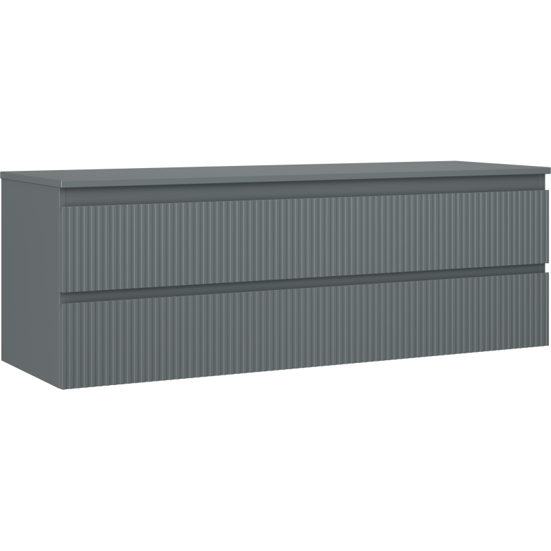 Mexen Rivel szafka łazienkowa podumywalkowa 140 cm z blatem, 2 szuflady, ryflowana , grafit mat - 91A20-14047-2-BFFC66