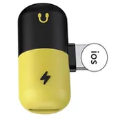 Pozostałe akcesoria do telefonów - Adapter rozdzielacz gniazda Apple Lightning 1 do 2, czarny umożliwia jednoczesne ładowanie słuchanie muzyki - miniaturka - grafika 1