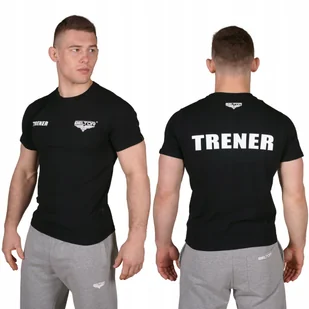 Beltor Koszulka Męska Slim Trener T-shirt Sportowy Bawełna Czarny XL - Koszulki męskie - miniaturka - grafika 1