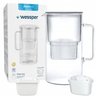 Dzbanki filtrujące - DZBANEK SZKLANY WESSPER D2 BOROSILICATE 3,3l + 2x FILTR WKŁAD WODY WESSPER - miniaturka - grafika 1