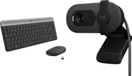 Zestawy myszka + klawiatura - Klawiatura + mysz Logitech MK470 Slim 920-009204 + Brio 100 960-001585 - miniaturka - grafika 1