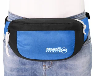 Duża Saszetka Sportowa Nerka Na Pas Biodrówka Czarno-Niebieska Pako Jeans - Nerki - miniaturka - grafika 1