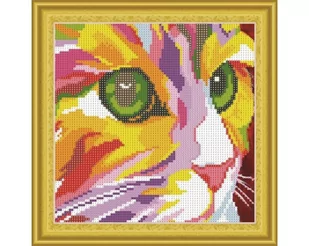 Mozaika diamentowa, kolorowy kot, 30x30 cm - Zabawki kreatywne - miniaturka - grafika 1