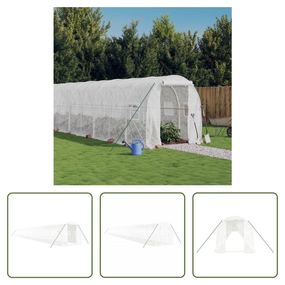 The Living Store Szklarnia z ramą stalową biała 48 m² 24x2x2 m