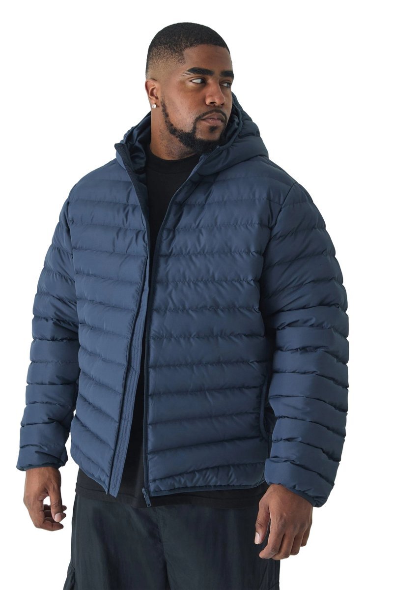 BOOHOOMAN MĘSKA KURTKA PIKOWANA Z KAPTUREM GRANATOWA PLUS SIZE XXL Z3A*