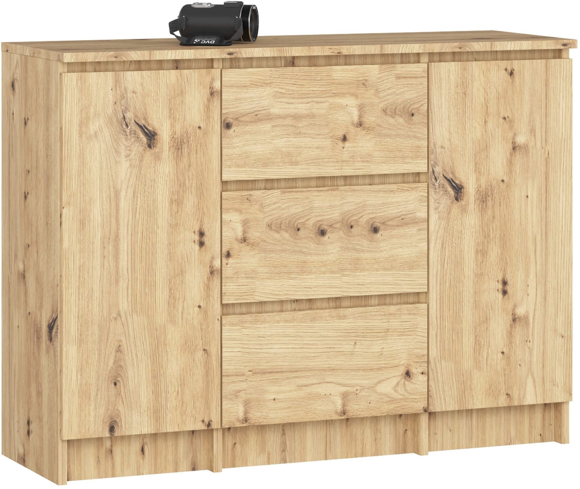 Komoda do salonu 101 cm 2 drzwi 3 szuflady 4 półki pojemna - dąb artisan