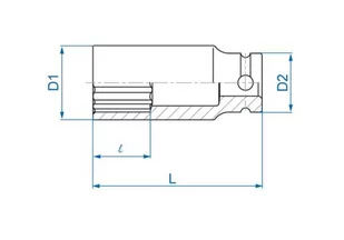 NASADKA DŁUGA UDAROWA 1/2" 36mm x 80mm, 12-kąt King Tony - Klucze i nasadki - miniaturka - grafika 1