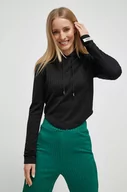Bluzy damskie - Guess bluza damska kolor czarny z kapturem gładka - miniaturka - grafika 1