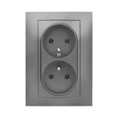 Wyłączniki światła i elektryczne - LEDart ELEKTRO - PLAST podwójne z uziemieniem 2 x 2P + Z z ramką CARLA grafitowy ELEKTRO - PLAST - miniaturka - grafika 1