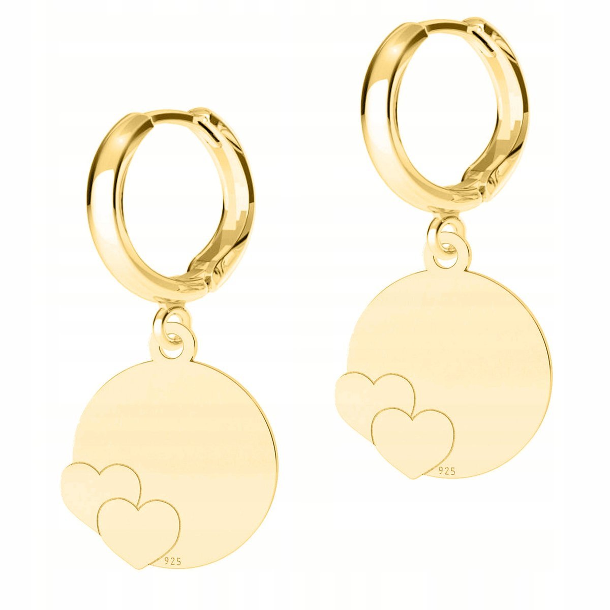 Złote Kolczyki Blaszki z Serduszkami Blaszka Serca Serduszka SREBRO 925