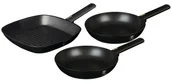 Zestawy garnków i patelni - Zestaw 3 czarnych patelni z powłoką tytanową C8-A86 - miniaturka - grafika 1
