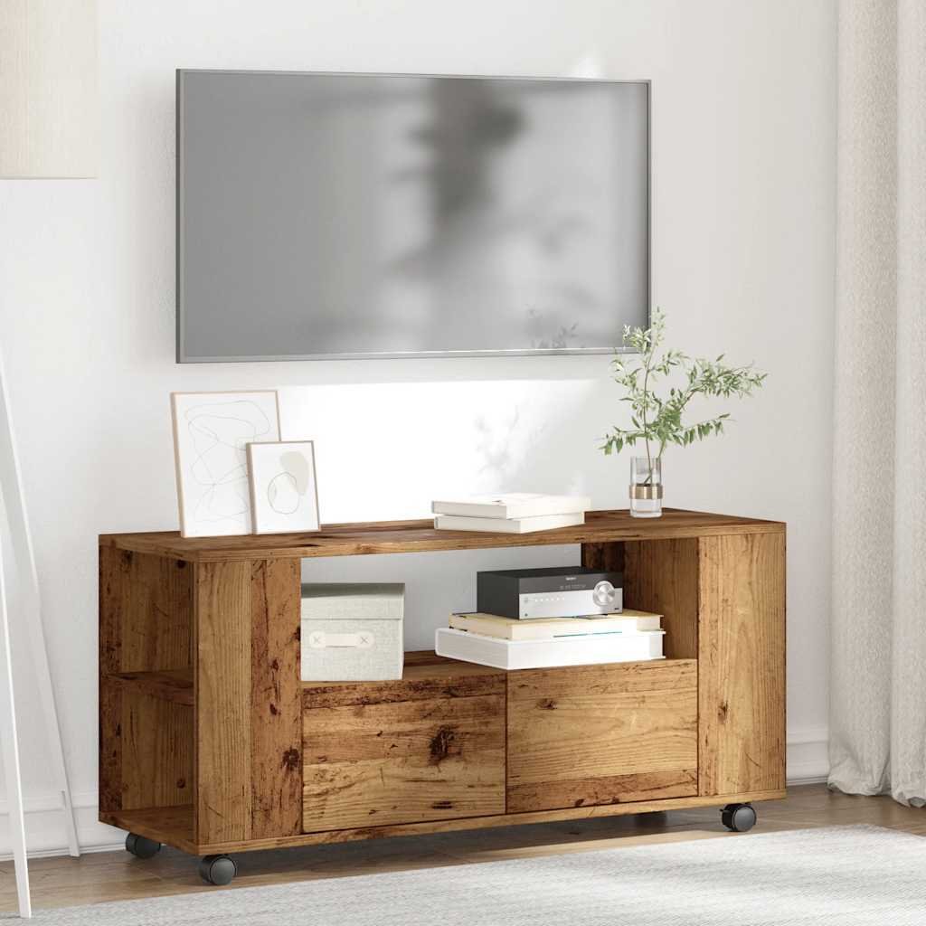 vidaXL Szafka pod TV na kółkach z drewna odzyskanego 102x34,5x43 cm materiał drewnopochodny