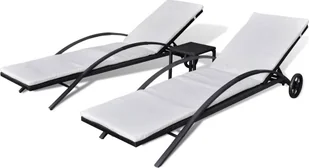 Elior Komplet czarnych leżaków ogrodowych - Tomis - Leżaki ogrodowe - miniaturka - grafika 1