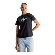 Koszulki i topy damskie - CALVIN KLEIN KOSZULKA DAMSKA T-SHIRT DIFFUSED MONOLOGO REGULAR CZARNA r.XS - miniaturka - grafika 1