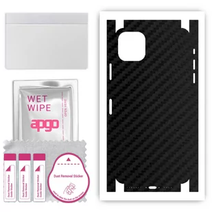 Folia naklejka skórka strukturalna na TYŁ+BOKI do Apple iPhone 11 Pro Max -  Carbon Czarny - apgo SKINS - Szkła hartowane na telefon - miniaturka - grafika 1