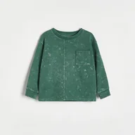 Bluzy i sweterki niemowlęce - Reserved - Longsleeve oversize z kieszenią - ciemny turkus - miniaturka - grafika 1