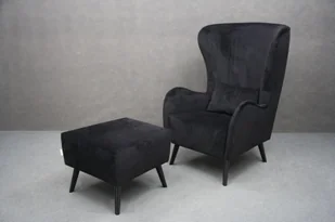 Fotel Uszak Pedro Tapicerowany + Pufa B 4420 - Pufy i podnóżki Fotel Uszak Pedro Tapicerowany + Pufa B 4420 - Pufy i podnóżki - miniaturka - grafika 1