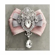 Broszki - Aksamitna Brosza z koronkowym kryształem NEW - miniaturka - grafika 1