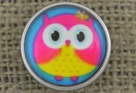 Półfabrykaty do biżuterii - [31873] Nap z kaboszonem z obrazkiem sowa 18mm - miniaturka - grafika 1