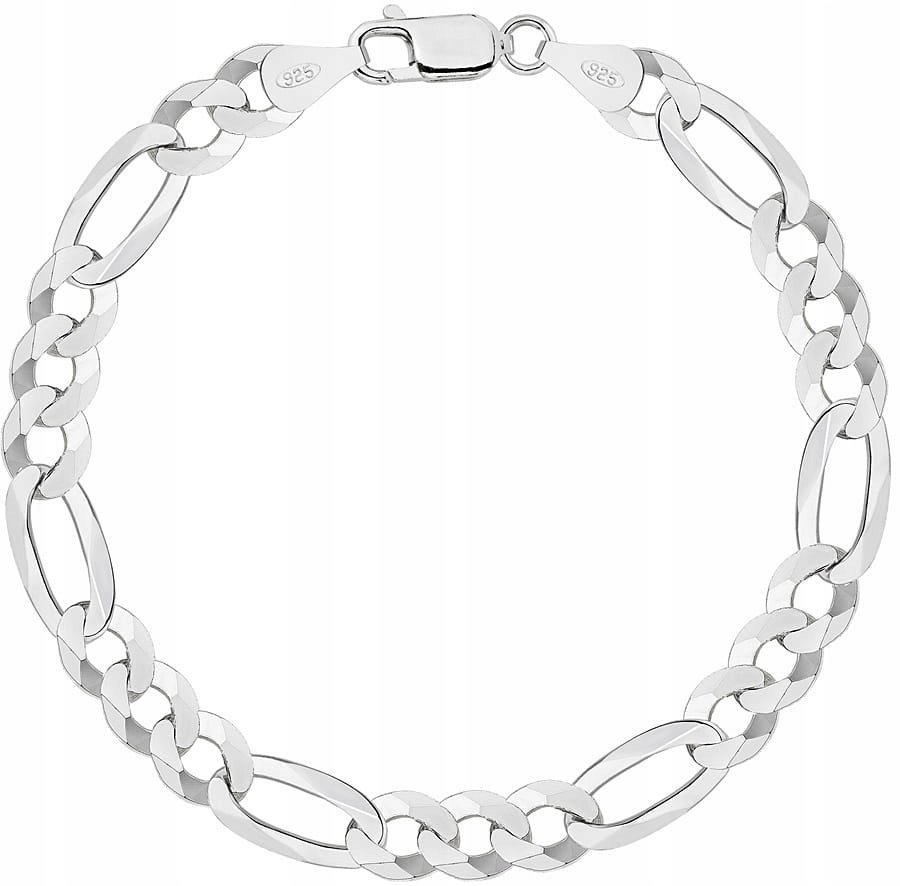 Bransoletka Srebrna Męska Pełna Figaro 1,10 cm Szeroka pr 925 Grawer Gratis