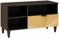 Szafki RTV - vidaXL Szafka pod telewizor z szufladą Czarny i złoto 80 x 33 x 46 cm - miniaturka - grafika 1