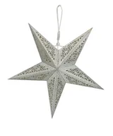 Ozdoby bożonarodzeniowe - GWIAZDA WISZĄCA ŚWIECĄCA BETLEJEMSKA LAMPION WITRAŻ SREBRNA 45CM ŻAROWKA w4 - miniaturka - grafika 1