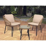 Meble ogrodowe - Zestaw ogrodowy Master Grill Party 2 fotele i stolik brązowo-czarny - miniaturka - grafika 1