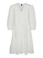 Sukienki - VERO MODA Sukienka damska VMPRETTY 3/4 Tunic NOOS, śnieżna biel, M, Snow White, M - miniaturka - grafika 1