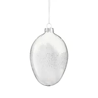 Wielkanoc - Bombka jajko szklane z białymi piórkami 12 cm - miniaturka - grafika 1