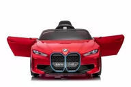 Pojazdy elektryczne dla dzieci - Autko BMW I4 na akumulator dla dzieci Czerwony + Wolny Start + EVA + Ekoskóra + Audio LED + Pilot - miniaturka - grafika 1