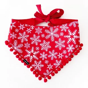 Bandamka świąteczna dla psa, wiązana chusteczka, czerwona w gwiazdki bandana apaszka Snow -S - Ubranka dla psów - miniaturka - grafika 1