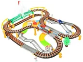 Tory, garaże, parkingi - DUŻY Tor Wyścigowy/Kolejka Elektryczna (192 elementy!!) + Oświetlenie + Efekty Dźwiękowe... - miniaturka - grafika 1