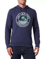 Bluzy męskie - JACK & JONES Jorcodyy Summer Sweat Hood męska bluza z kapturem, granatowy blezer, L - miniaturka - grafika 1