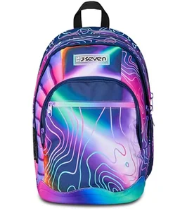 Seven Podwójny plecak szkolny, różowy, Mapset Girl, plecak z podwójną komorą z kieszenią na komputer lub tablet, kieszenią na butelkę i organizerem, plecak do gimnazjum i wyższej, dziewczynki, Różowy, - Plecaki szkolne i tornistry - miniaturka - grafika 1