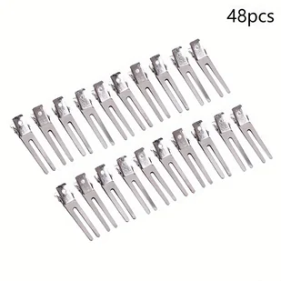 TEMU 48 Sztuk Metalowych Podwójnych Igliczek Do Loków Włosów, Srebrne Klipsy Do Włosów Dla Kobiet Z Długimi Włosami, Metalowe Klipsy Do Loków - Ozdoby do włosów - miniaturka - grafika 1