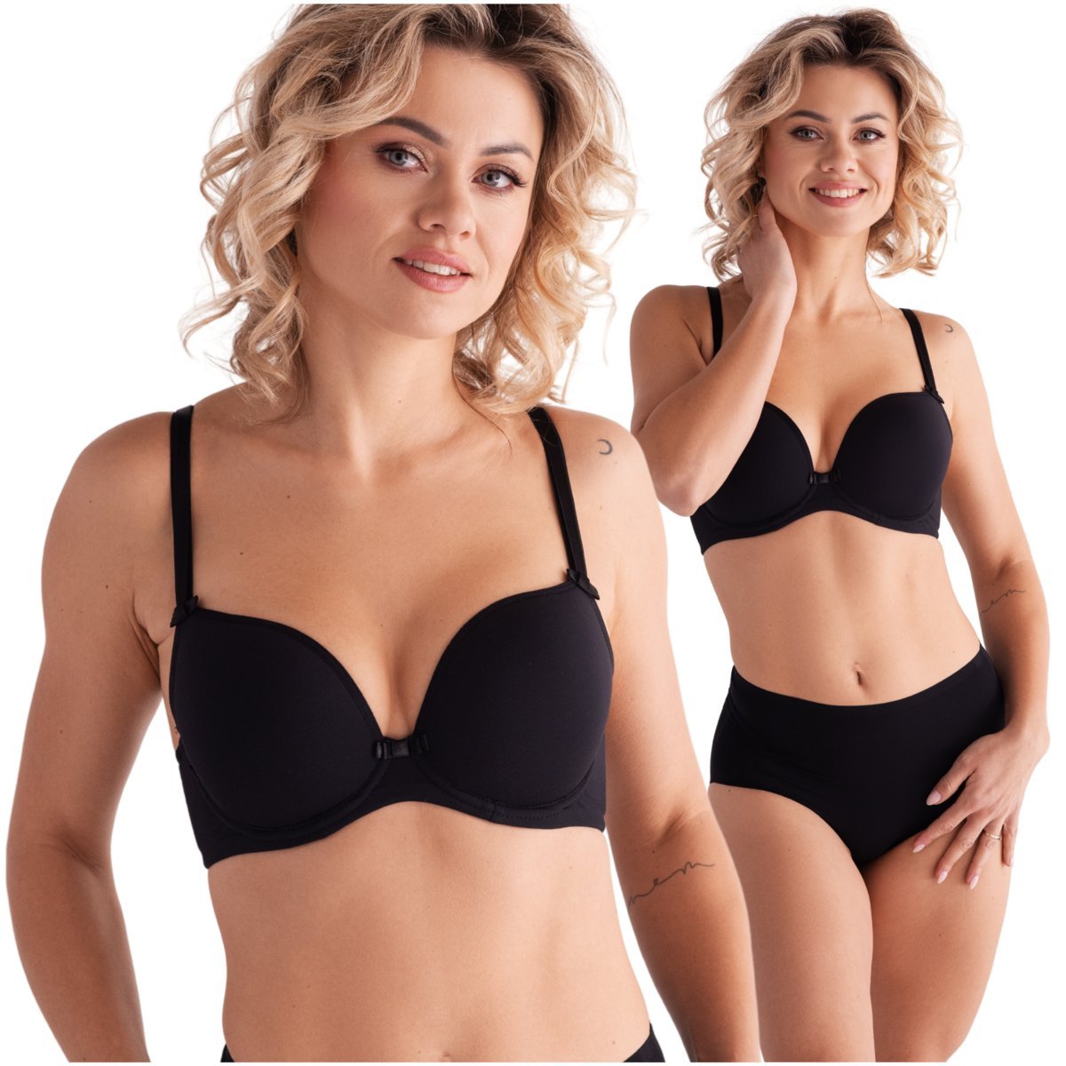 Biustonosz Lemax Leila usztywniany plunge czarny - 75G