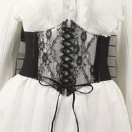 Gorsety - Koronkowy gorset z wiązaniem z przodu - miniaturka - grafika 1