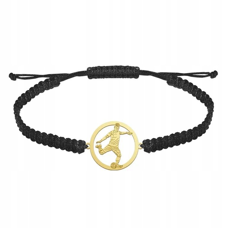 Bransoleta Męska Piłkarz Srebro 925 Pozłacane Prezent GRAWER GRATIS