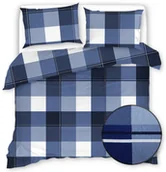 Pościel - Pościel Satynowa 200X220 Niebieska Krata 20558 - miniaturka - grafika 1