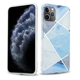 Pokrowiec Etui Do Apple iPhone 11 PRO w Niebiesko Biało Szary Marmur No. 2 Obudowa Case Cover Silikon Plecki Cadorabo - Etui i futerały do telefonów - miniaturka - grafika 1