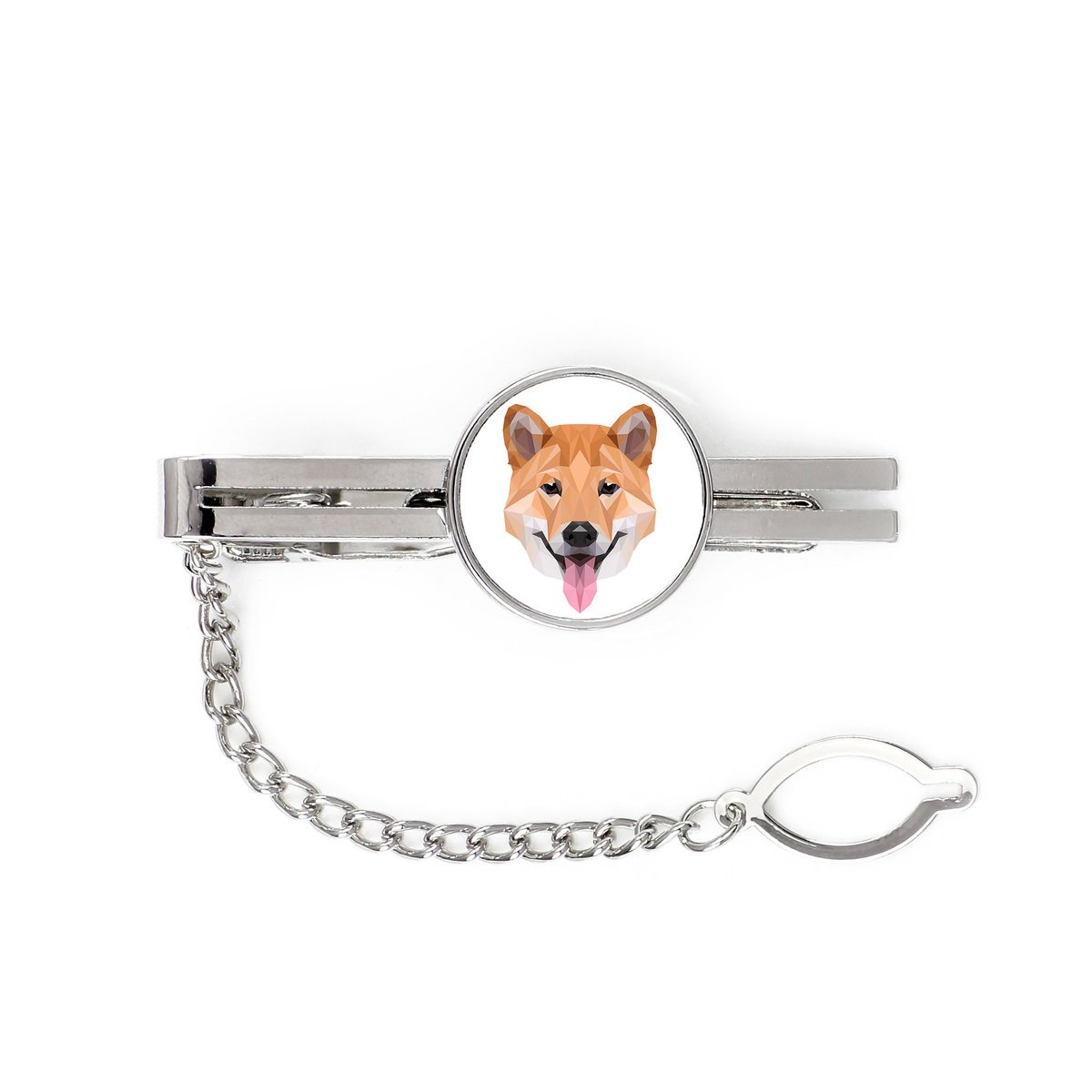 Shiba Inu -geometryczna spinka ze zdjęciem i napisem do krawata Art-Dog