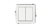 Gniazdka elektryczne - Karlik elektrotechnik DECO Przycisk świecznikowy (dwa klawisze bez piktogramów, wspólne zasilanie) biały mat 25DWP-44.1 25DWP-44.1 - miniaturka - grafika 1