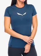 Koszulki i topy damskie - Koszulka damska Salewa Solid Dry S/S Tee - dark denim - miniaturka - grafika 1