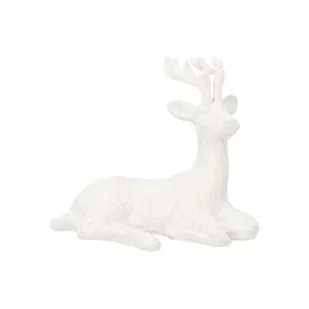 Figurka renifer brokatowy 19 x 9 x 16 cm biały - Ozdoby bożonarodzeniowe - miniaturka - grafika 1